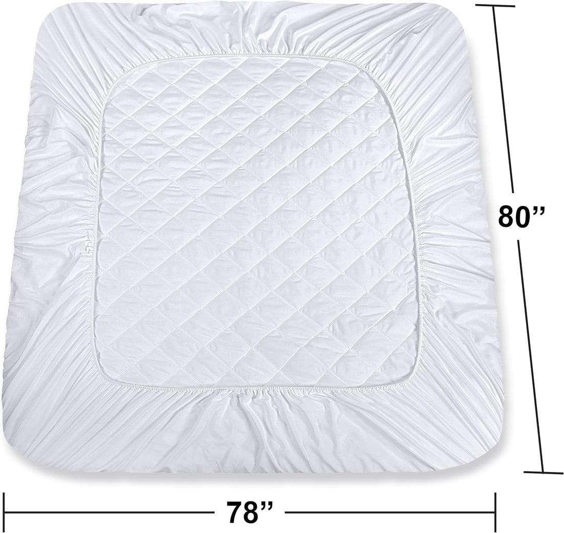 Utopia Bedding Quilted Fitted Mattress Pad - Mattress Cover Stretches up to 16 Inches Deep - Mattress Topper (Queen)