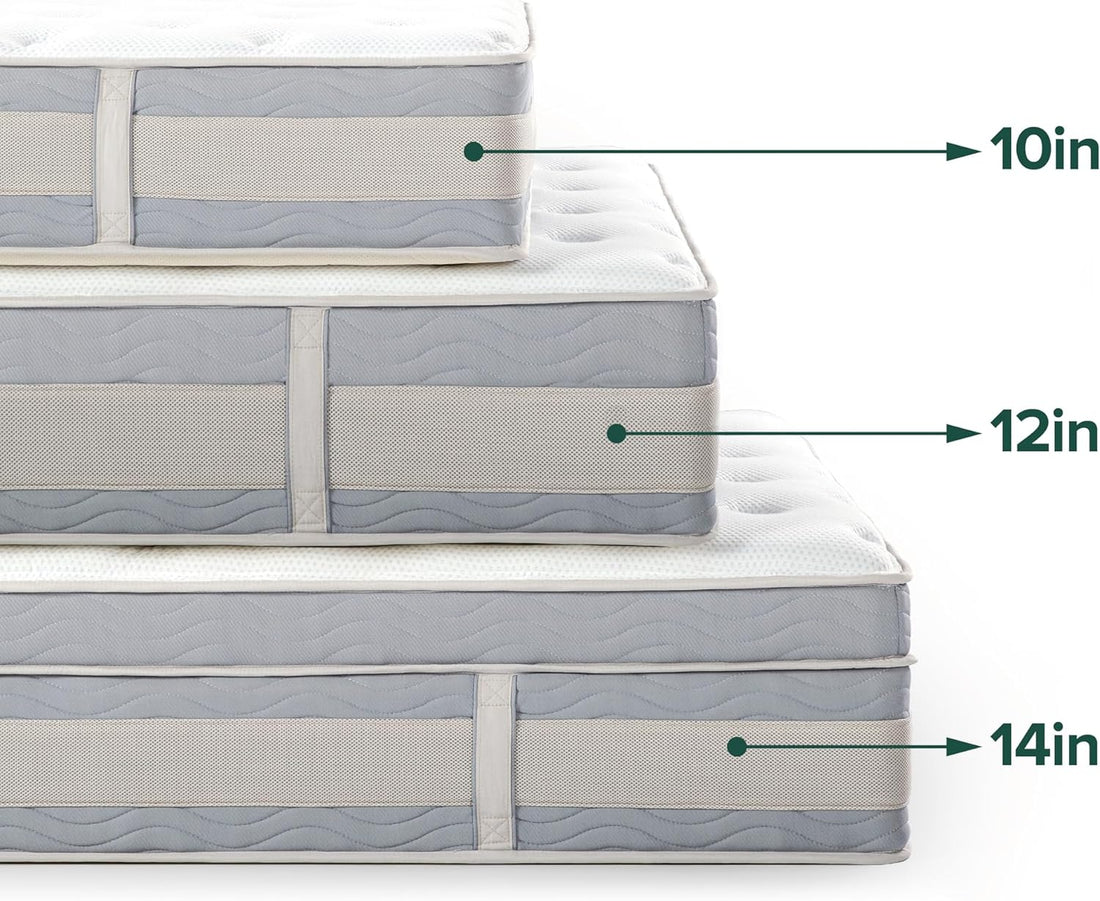 Mattress - Green Tea Cooling Gel Memory Foam Hybrid Mattress, Pocket Coil Springs for Motion Isolation, CertiPUR-US Certified Foam, Mattress in a Box, 10-Year Warranty