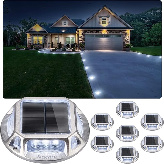 LED Solar Dock Lights Marine, Solar Driveway Lights Waterproof LED Solar Step Lights for Road Markers Sidewalk Backyard Garden Stairs (8Pack, Cool White),free and fast delivery.