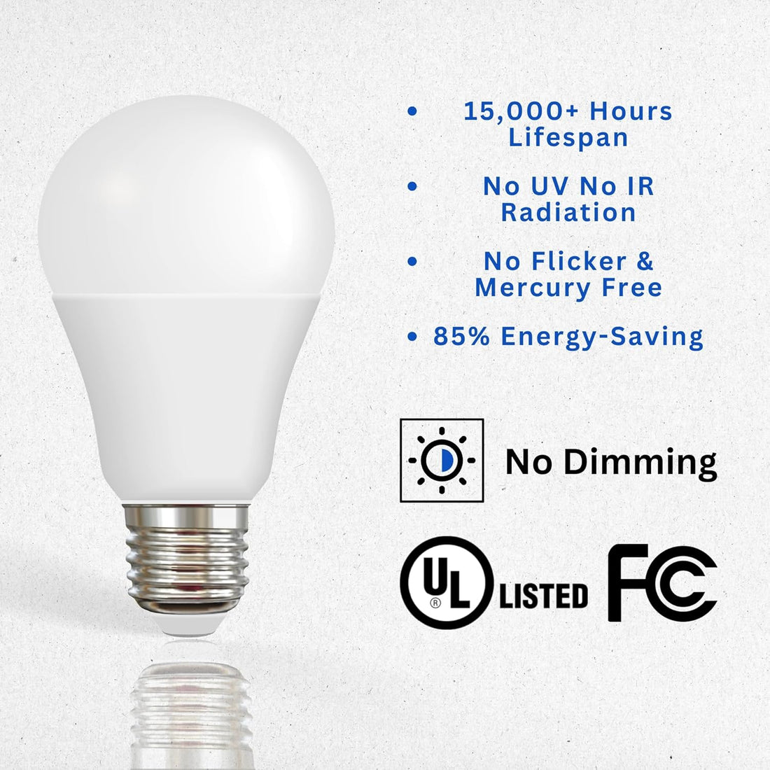 STRAK A19 Led Bulb 10w, Non-Dimmable 800lm, 60w Equivalent, 5000k Bright White, Cul/ul Listed, High Cri(83) [Pack of 6)