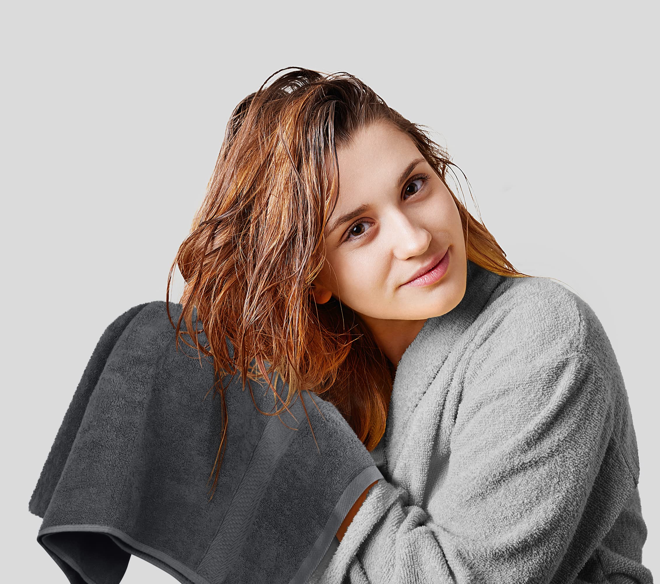 Cymak Towels 8-Piece Premium Towel Set, 2 Bath Towels, 2 Hand Towels, and 4 Wash Cloths, 600 GSM 100% Ring Spun Cotton Highly Absorbent Towels for Bathroom, Gym, Hotel, and Spa