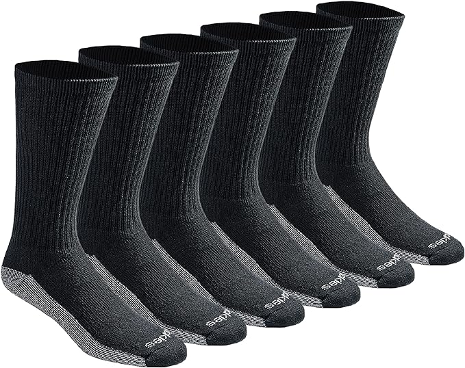 Men's Dri-tech Moisture Control Crew Socks Multipack, Black (6 Pairs), Shoe Size: 12-15,Free shipping,fast delivery.