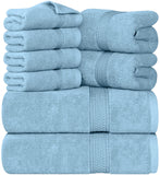 Cymak Towels 8-Piece Premium Towel Set, 2 Bath Towels, 2 Hand Towels, and 4 Wash Cloths, 600 GSM 100% Ring Spun Cotton Highly Absorbent Towels for Bathroom, Gym, Hotel, and Spa