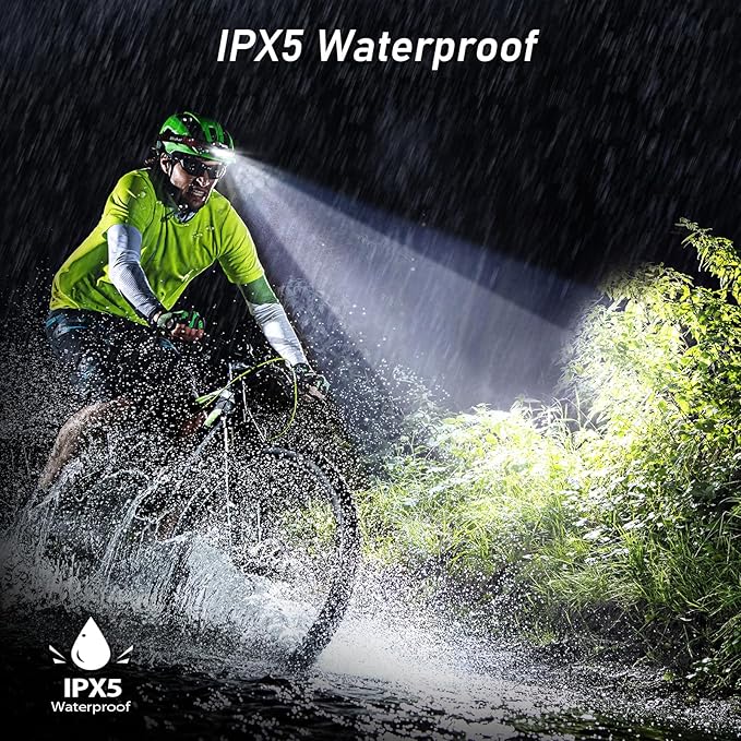 Headlamp Rechargeable, 2000L Super Bright LED Head Lamp Headlight with Red Warning Lights and 6 Modes, Motion Sensor Control, IPX5 Waterproof, Lightweight Flashlight for Running, Hiking etc.Fast and free shipping