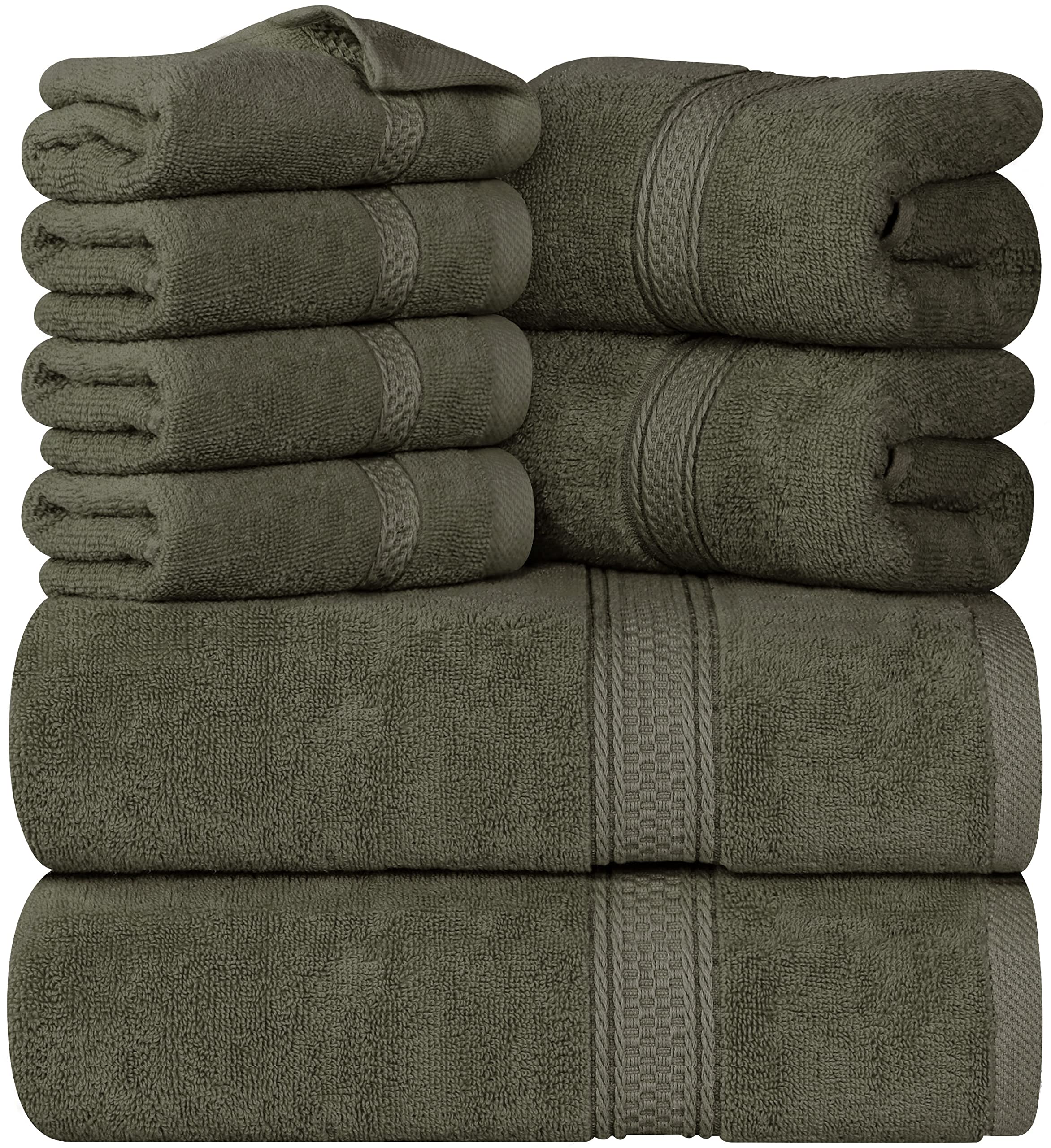 Cymak Towels 8-Piece Premium Towel Set, 2 Bath Towels, 2 Hand Towels, and 4 Wash Cloths, 600 GSM 100% Ring Spun Cotton Highly Absorbent Towels for Bathroom, Gym, Hotel, and Spa