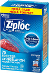 Ziploc Medium Food Storage Freezer Bags, Grip 'n Seal Technology for Easier Grip, Open and Close, 75 Count