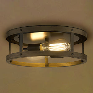 Farmhouse Ceiling Light, 13'' Imitation Wooden Flush Mount Ceiling Light Fixtures, Retro 2-Light Ceiling Lamp for Hallway Entryway Bedroom Kitchen Dining Room , UL Certification,free and fast delivery..
