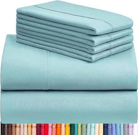 Cymak 6 PC Queen Sheet Set, Rayon Made from Bamboo Bed Sheets, Deep Pockets 18" Eco Friendly Wrinkle Free Cooling Sheets Machine Washable Hotel Bedding Silky Soft