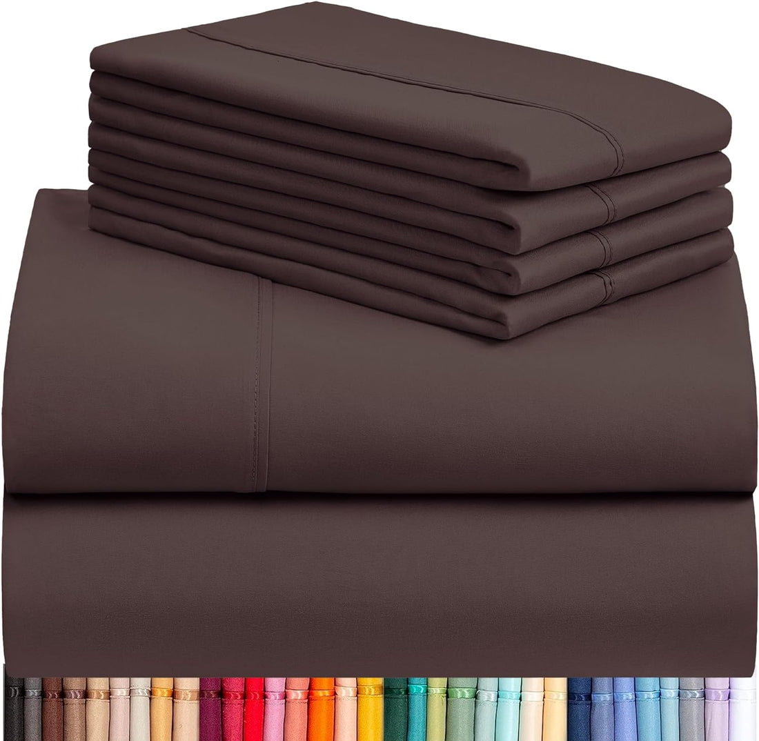 Cymak 6 PC Queen Sheet Set, Rayon Made from Bamboo Bed Sheets, Deep Pockets 18" Eco Friendly Wrinkle Free Cooling Sheets Machine Washable Hotel Bedding Silky Soft