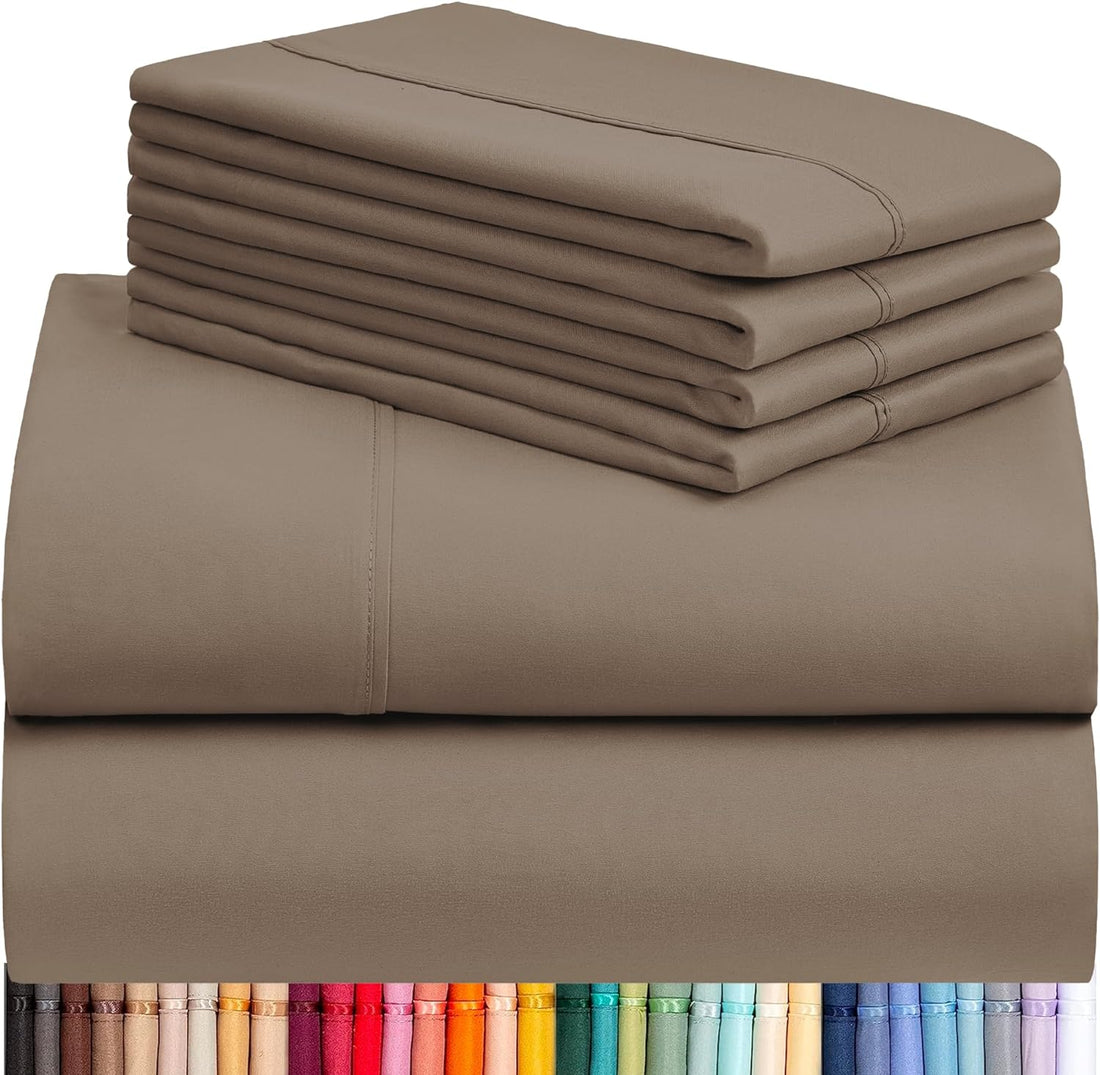 Cymak 6 PC Queen Sheet Set, Rayon Made from Bamboo Bed Sheets, Deep Pockets 18" Eco Friendly Wrinkle Free Cooling Sheets Machine Washable Hotel Bedding Silky Soft