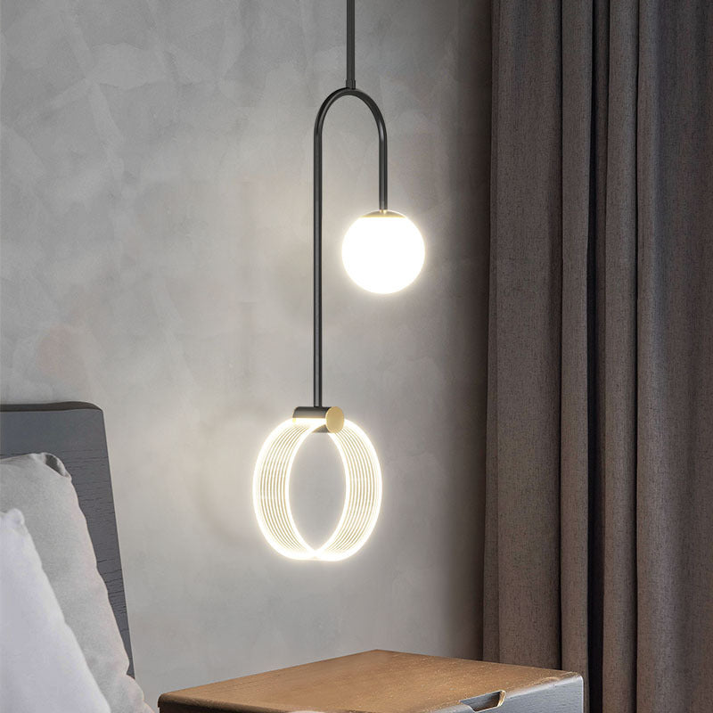 Custom design iron minimalist living, hanging, high glass,  modern ceiling lights, led pendant lights,(Pack of two), Certification ETL,Free shipping to  Canada,  delivery 60days.