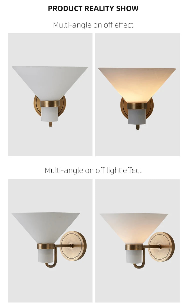 Simple Style Indoor Lamp For Bedroom Living Room Bathroom Glass Lampshade Brass Wall Lamp,ETL Certification.,Free shipping,delivery60 days.