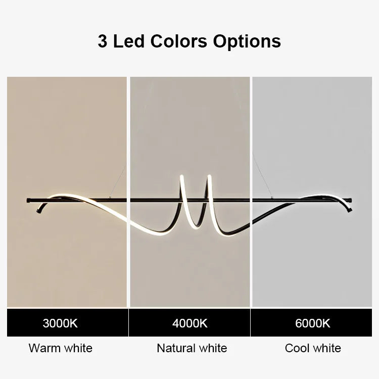 New Decorative Luxury Simple Hanging Lamps Fixture Kitchen Suspended Linear Wave Led Ceiling Light Decor Modern Pendant Lighting,Free shipping to Canada, Delivery 60 days, UL Certified.