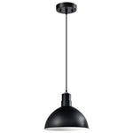 Modern Inside White/Outside Matte Black Metal Shade ETL Approved dome shaped shade Hanging Lamp For Restaurant E26 Pendant Light,Free  shipping to Canada, delivery 60 days.PACK OF TWO