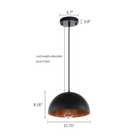 Industrial Warehouse Dining Room Black and Gold Dome Shade Pendant lights ,Certification ETL, Delivery 60days.