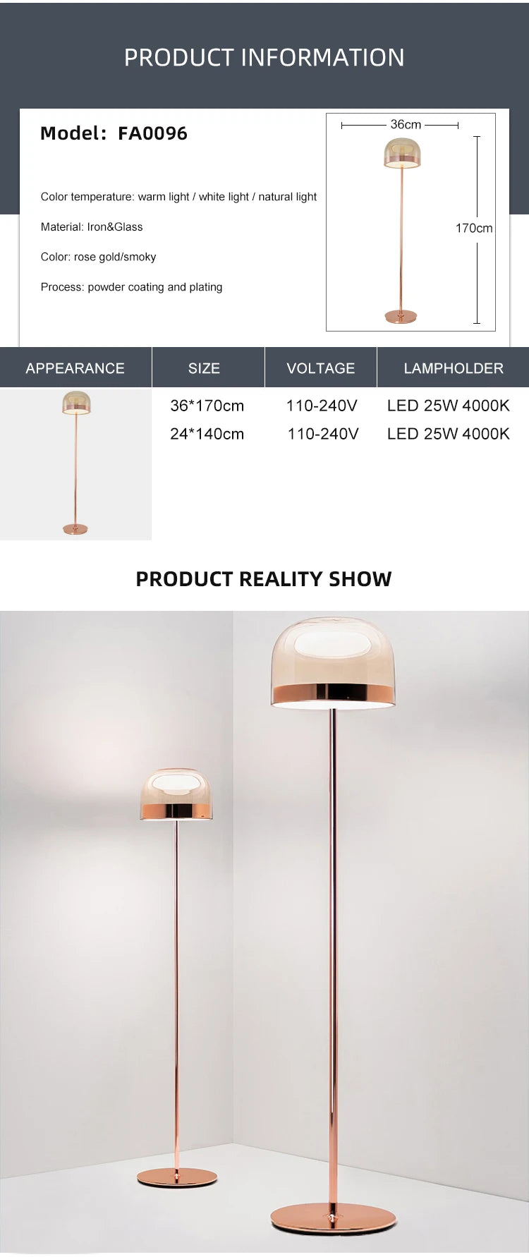 Hot sale High quality hotel guest room bedroom iron pink color led floor light,free shipping, delivery,60days, Etl certification  Pack of two.