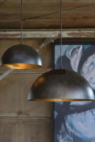 Rural simple Industrial Dome black iron Pendant Light gold leaf farmhouse hanging light design pendant lamp,Certification ETL -Holders and wires, Delivery 60 days, free shipping