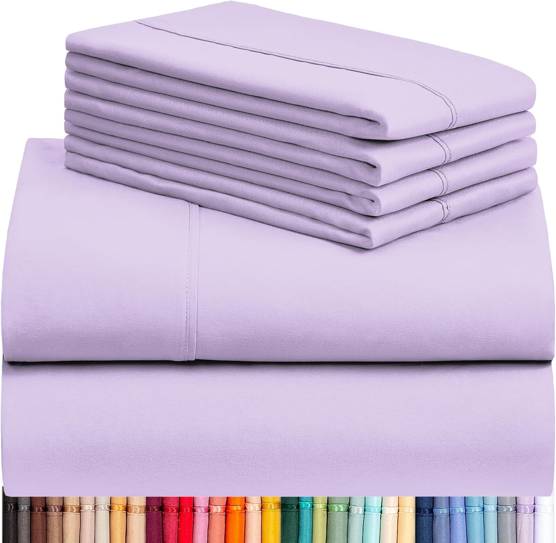 Cymak 6 PC Queen Sheet Set, Rayon Made from Bamboo Bed Sheets, Deep Pockets 18" Eco Friendly Wrinkle Free Cooling Sheets Machine Washable Hotel Bedding Silky Soft