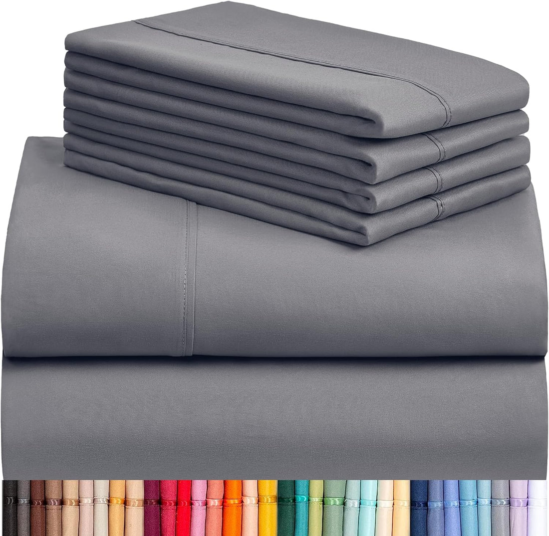 Cymak 6 PC Queen Sheet Set, Rayon Made from Bamboo Bed Sheets, Deep Pockets 18" Eco Friendly Wrinkle Free Cooling Sheets Machine Washable Hotel Bedding Silky Soft