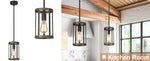 Farmhouse Pendant Light, Adjustable Hanging Light Fixtures with Matte Black and Wooden Grain Finish, Hanging Ceiling Lamp for Kitchen Living Room Bedroom Hallway..Certification UL, Delivery 10 days.Free shipping to Canada.