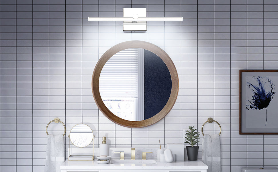 Bathroom Light Fixture 18in Modern Chrome LED 14W Dimmable Vanity Lighting Fixtures Cool White Light 6000K,ETL Certified Driver, free,fast delivery to Canada