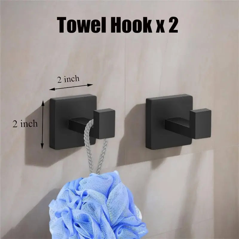 5pcs Matte Black Hardware Set, 16 Inch Towel Bar, Towel Racks, Toilet Paper Holder, SUS304 Stainless Steel WallMounted, Towel Racks,FAST AND FREE SHIPPING.