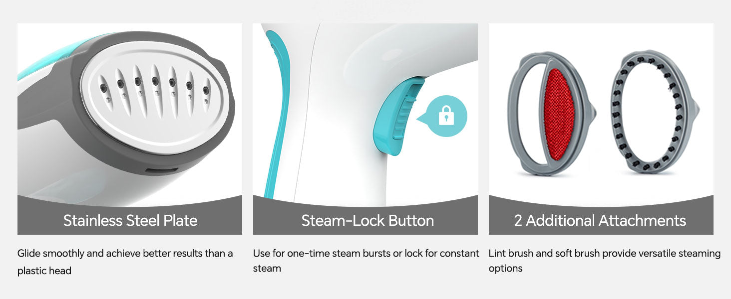 1200-Watt Handheld Steamer for Clothes, 30-Second Heat-up, 8.79-Ounce Water Tank, Aqua