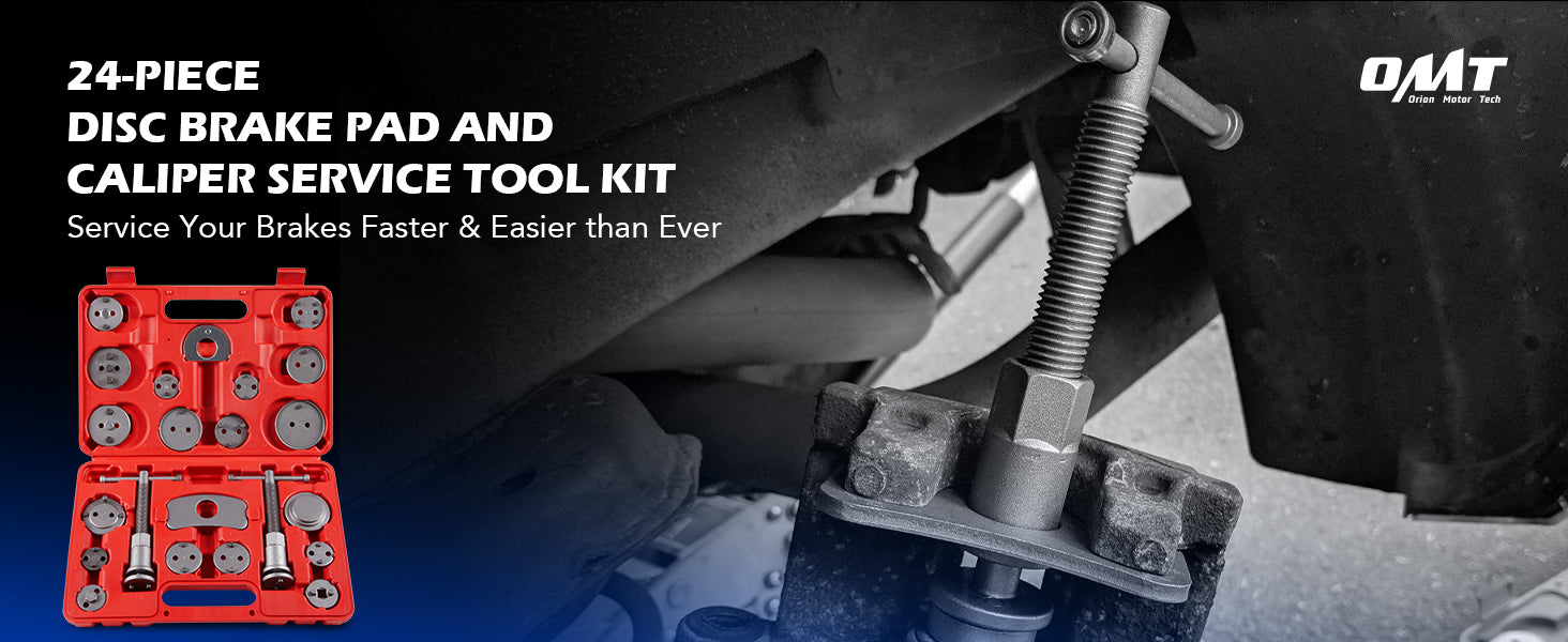 Motor Tech 24pcs Brake Caliper Tool, Heavy Duty Brake Caliper Compression Tool Caliper Piston Tool for Brake Pad Replacement Reset, with Thrust Bolt Assemblies Retaining Plates 18 Disc Adapters,free and fast shipping.