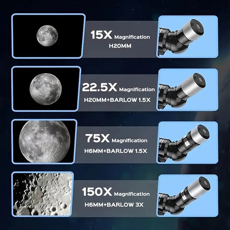 HD 150X Astronomical Telescope High-Powered,Portable with 700mm Aperture (HD Refractor, Tripod, Phone Adapter) Ideal for Stargazing and Space Exploration, Free and fast shipping.
