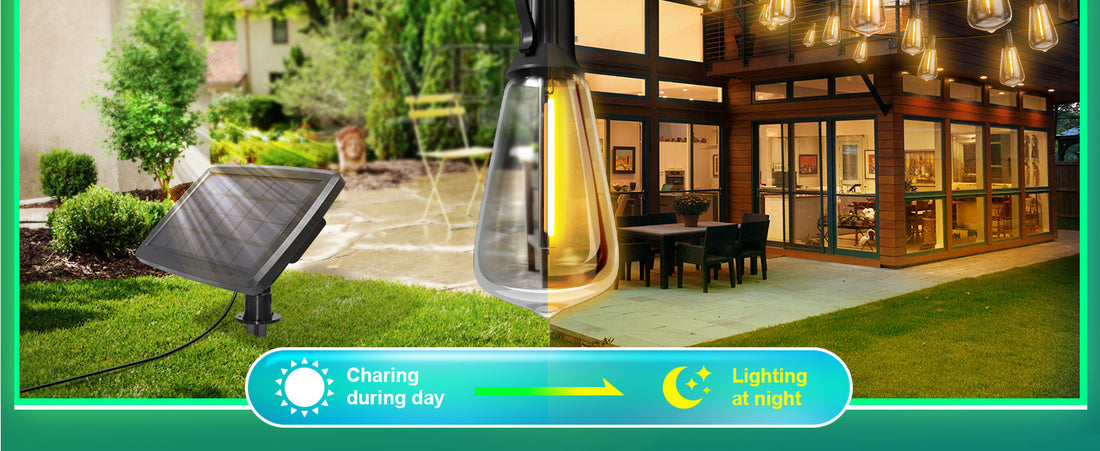 50FT Solar String Lights Outdoor Waterproof, Solar Patio Lights with 25+2 Dimmable ST38 Edison Bulbs Shatterproof,Solar Powered String Lights for Outside Garden Backyard,free and fast delivery.