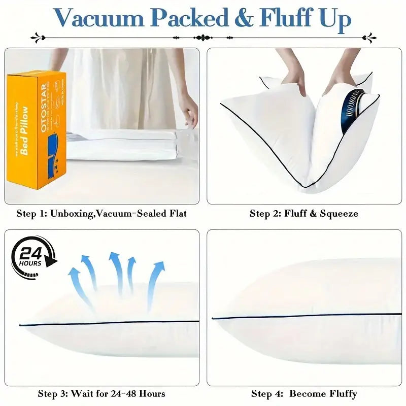 4pcs  Queen Cooling Bed Pillows, 3D Microfiber Fill, Breathable Polyester Cover, Soft & Washable, Multi-Position Sleeper Pillows with Space Theme, for All-Season Comfort, Adult Casual Style.Fast and free shipping.