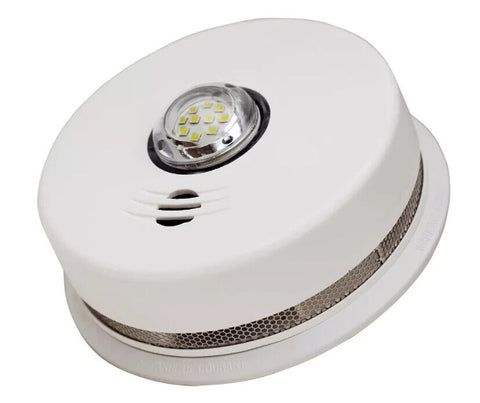 Cymak  P4010ACLEDSCA integrated 120 V AC wire-in smoke alarm with LED strobe light--10-year sealed battery backup