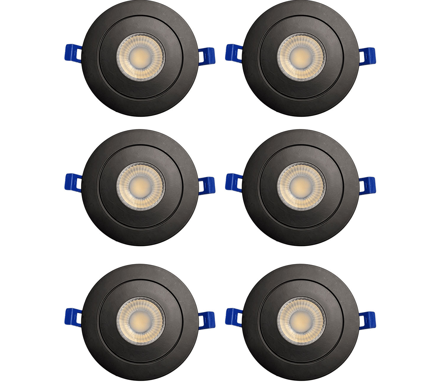 Strak Black 3-Inch Integrated Slim Panel 7w 560lm Downlight Recessed Lighting with Gimbal 3000k Warm White - Energy Star (6-Pack)