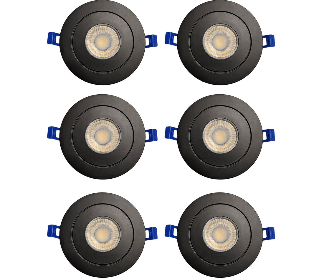 Strak Gimbal Black 4-Inch Integrated Slim Panel 7w 560lm Downlight Recessed Lighting Ic Rated 5000k (Cool White) - Energy Star (6-Pack)