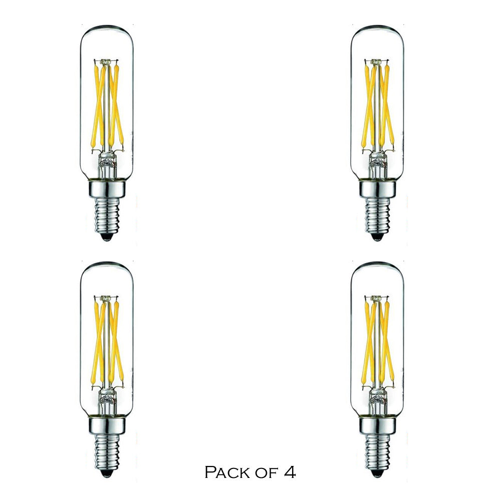 LED T25 Candle Light Bulb, 4Watt = 40Watt, Clear Filament, Warm White 2700K, T25, Base E12, 400LM, CRI90, Dimmable  (4-Pack)