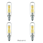 LED T25 Candle Light Bulb, 4Watt = 40Watt, Clear Filament, Warm White 2700K, T25, Base E12, 400LM, CRI90, Dimmable  (4-Pack)