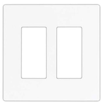 Screwless Wall Plate, 2-Gang, White