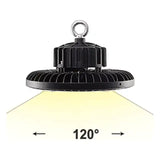 UFO LED High Bay Light,Pre- select 3 wattage 80w-120w-150 watts,3 CCT 3000k-4000k-5000k,12180-26995 lumens,120-347Volts-9 ft power cord,IP65,Cul/Ul/DLC,2Pack