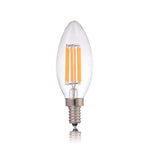 STRAK Led Candelabra Bulb,, E12 Base, 6w-60watt Equivalent Clear Filament 3000k,  Cri90, Cetl,, Dimmable,  (4-Pack)