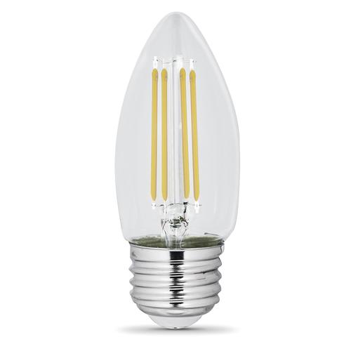 LED Candelabra, E26, 6W=60Watt, 600 Lumens, Clear Filament, 3000K, CRI90, CETL, Dimmable (Pack of 4)