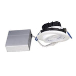 Strak Gimbal White 4" Integrated Slim Panel 7W, 560 Lumens 5000k (Cool White) Dimmable, Led Recessed Light Kit in White
