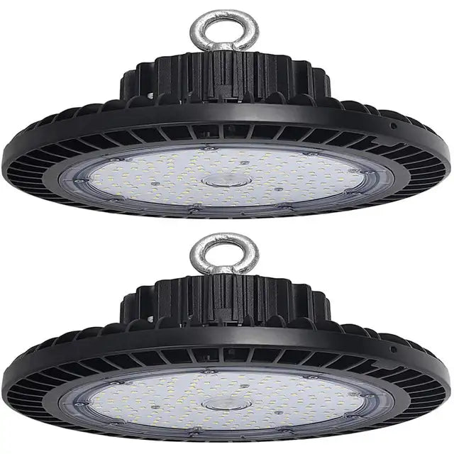 UFO LED High Bay Light,Pre- select 3 wattage 80w-120w-150 watts,3 CCT 3000k-4000k-5000k,12180-26995 lumens,120-347Volts-9 ft power cord,IP65,Cul/Ul/DLC,2Pack