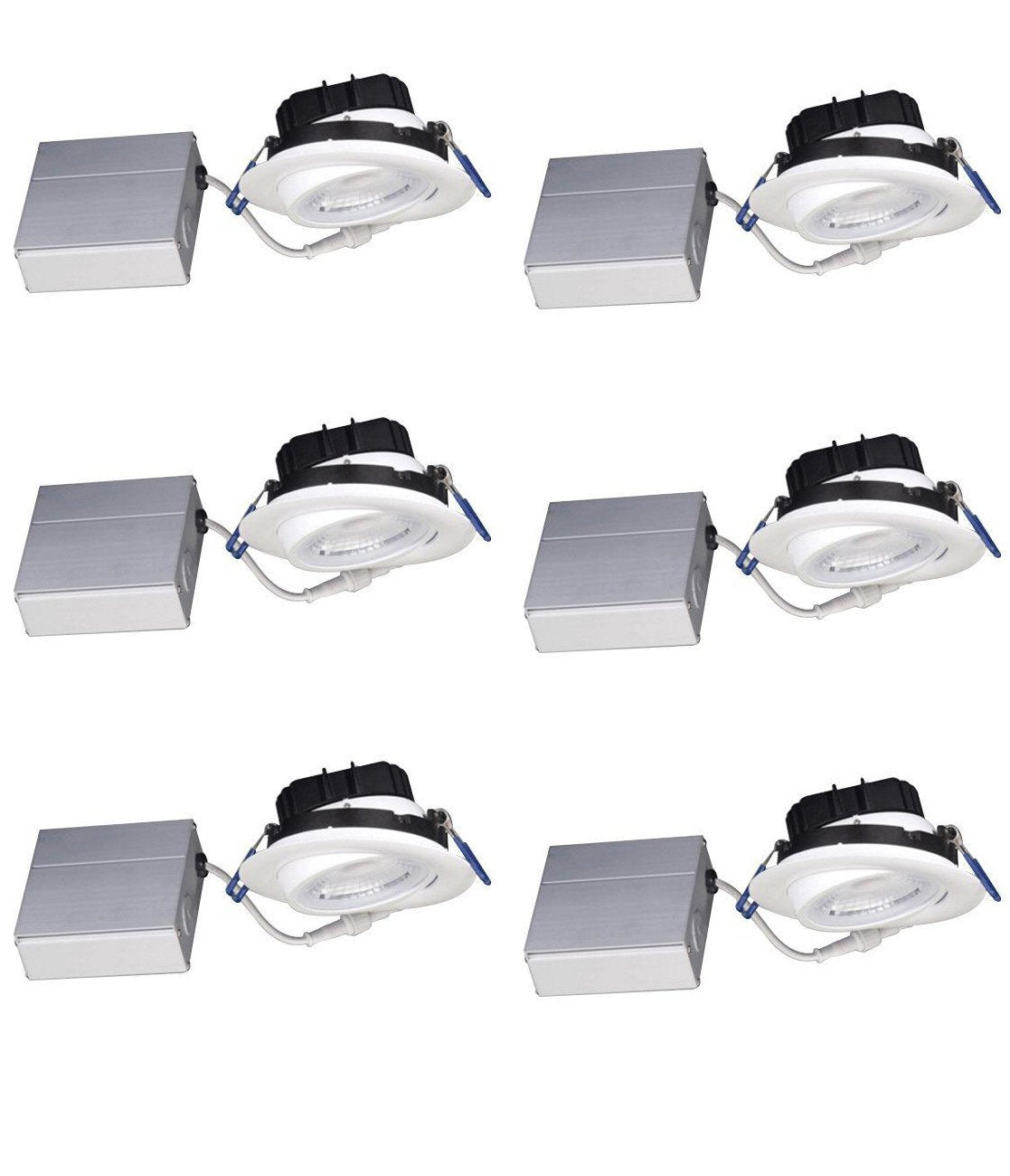 Strak Gimbal White 4" Integrated Slim Panel 7w, 560 Lumens Dimmable,IC rated(damp rated)5000k -Cetl/Etl (6-Pack)