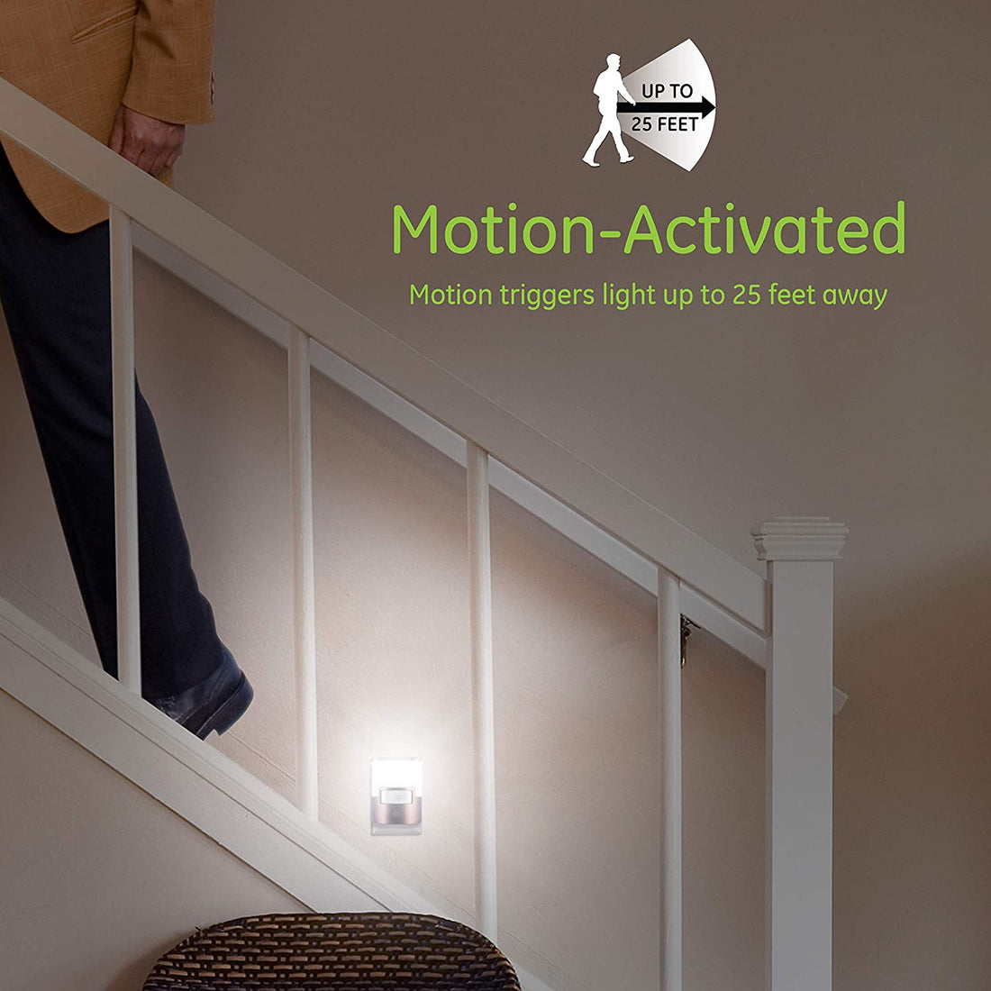 LED Motion Sensor Night Light, Plug-in, 40 Lumens, Soft White, UL-Certified, Energy Efficient, Ideal Nightlight for Bedroom, Bathroom, Kitchen, Hallway,Silver/White/Bronze, 2 Pack,Free Delivery to Canada in Two weeks.