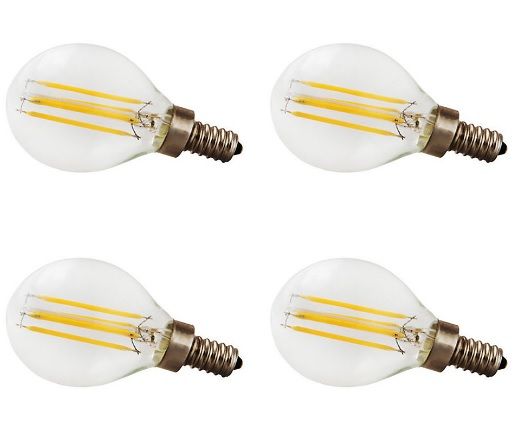 LED Filament Clear G12.5 Candelabra Base E12 2700K 40W 400LM CRI90 Dimmable - (4-Pack)