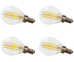 LED Filament Clear G12.5 Candelabra Base E12 2700K 40W 400LM CRI90 Dimmable - (4-Pack)