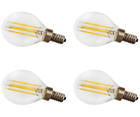 LED Filament Clear G12.5 Candelabra Base E12 3000K 40W 400LM CRI90 Dimmable - (4-Pack)
