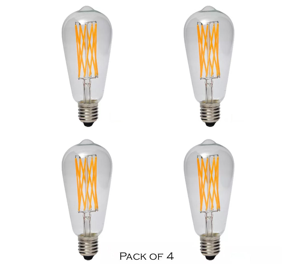 Nostalgic ST64, 6W-60W Equivalent, Vintage Clear Filament 3000K,  600 Lumens , E26 Medium Base, CRI90, Dimmable, CUL/UL  (4-Pack)