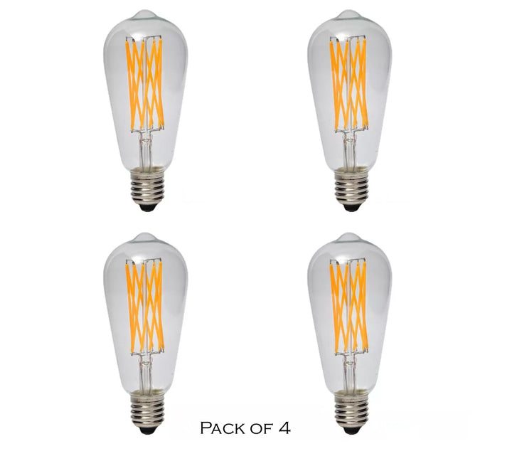 Nostalgic ST64, 6W-60W Equivalent, Clear Filament 5000K, 600LM, , CRI90, Dimmable, LED Light Bulb (4-Pack)