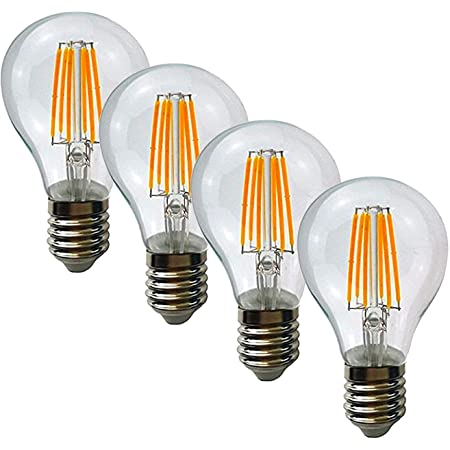 STRAK A19 Clear Filament Led 75w Equivalent, Natural White 4000k, 500lm,CUL Cri90, Dimmable, Led Light Bulb, (4-Pack)